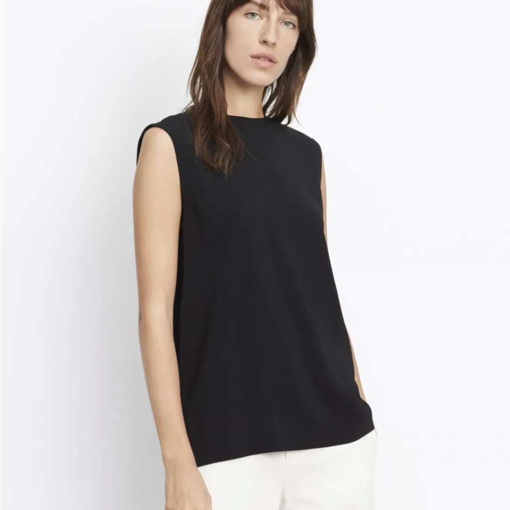 VINCE Black Split Back Shell Tank M